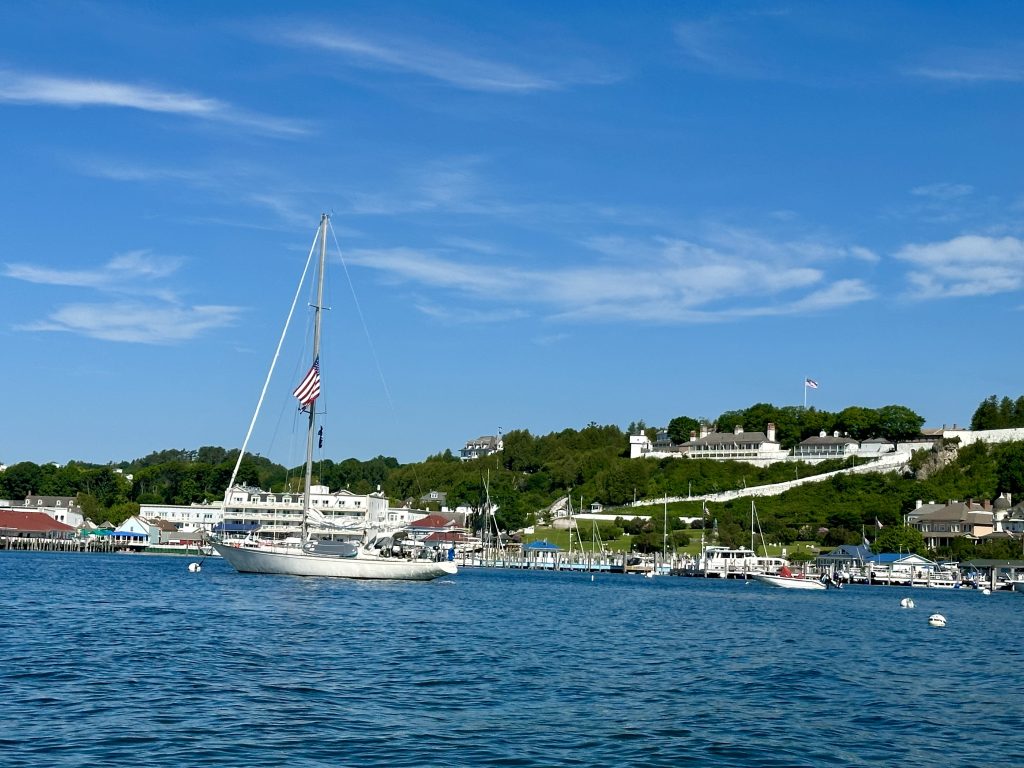 A view of Fort Mackinac from Haldimand Bay.